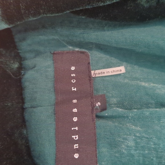 Emerald green velvet loose fit long relaxed Party blazer by Endless Rose sz S - Picture 9 of 11